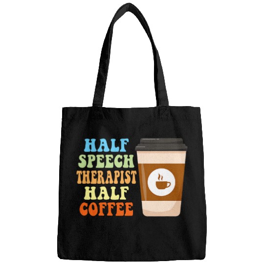 Coffee Fun Groovy Half Speech Therapist Half Coffee SLP Retro Bags