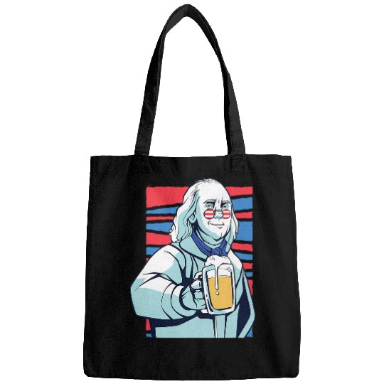 Beer Fun USA president Ben Franklin having a beer Fun Bags