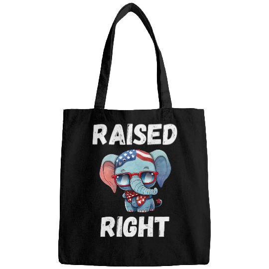 Elephant Pet Raised Right Vote Republican American Flag Elephant Bags