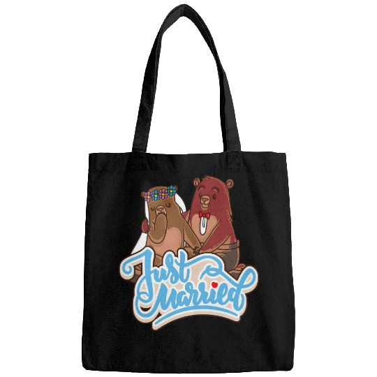 Bear Pet Cute bear couple which is just married Bags