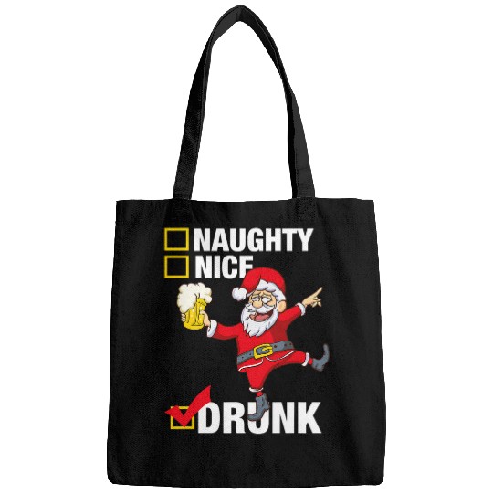 Beer Fun Drunk Santa with Beer Not Naughty or Nice Christmas Bags