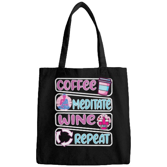 Coffee Fun Buddha Buddhist Coffee Meditate Sleep Repeat Buddha Bags