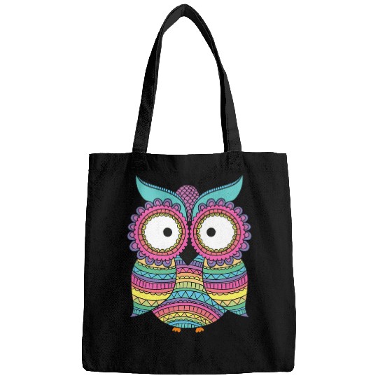 Discover Owl Pet Love Owls Colorful Drawing Mosaic Style Bags