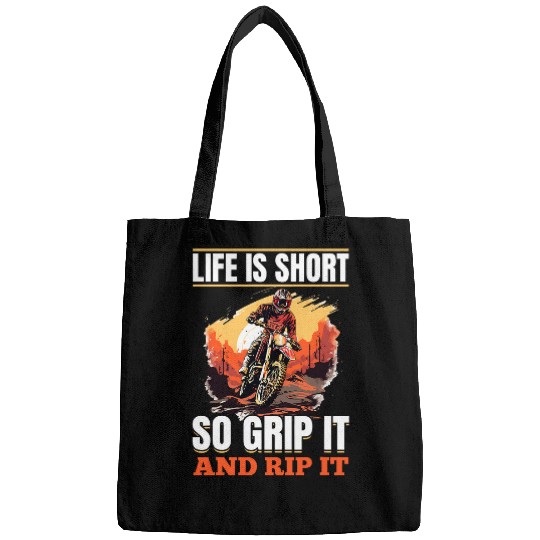 Discover Dirtbike Motocross MX Life is Short so Grip it and Rip it 1 Bags