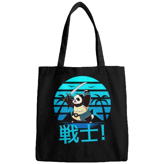 Panda Pet Anime Enthusiast Samurai Panda in Japanese Armor Design Bags