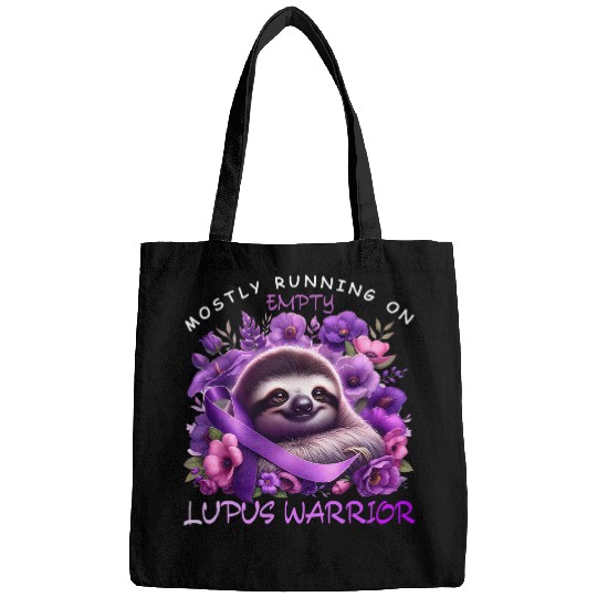 Funny lupus sloth mostly running on empty Design Bags