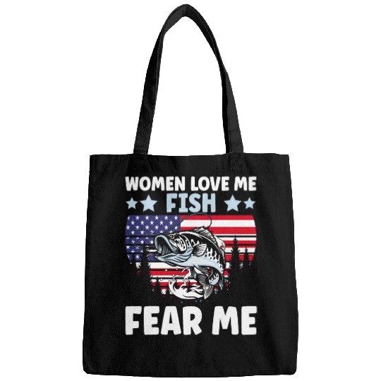 Funny Women Love Me Fish Fear Me Men vintages Bass Fishing 1 Bags