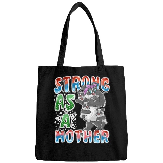 Panda Pet Mom Strong As A Mother Mommy Mama Mother s Day Bags