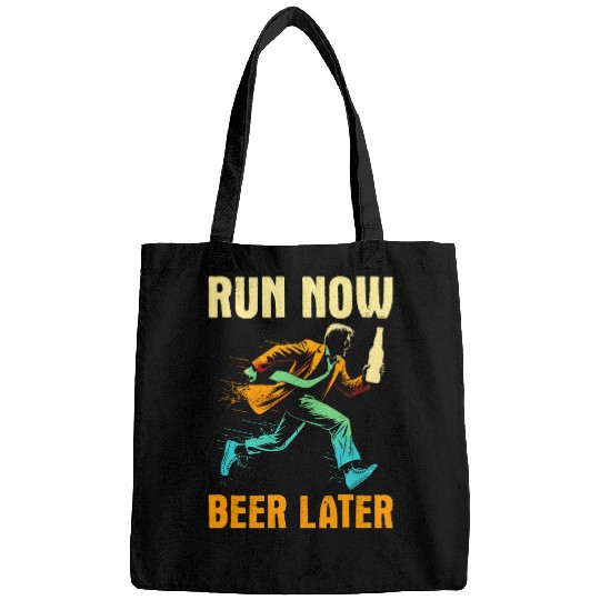 Beer Fun Run Now Beer Later Funny Mud Run Running Beer Drinking Bags