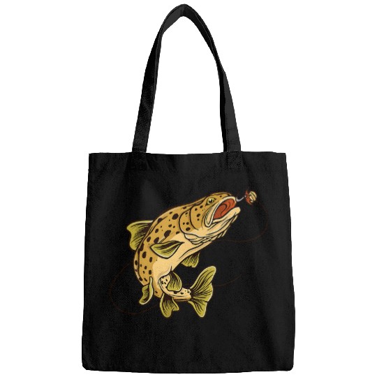 Discover Funny trout fishing graphic for men women children Bags