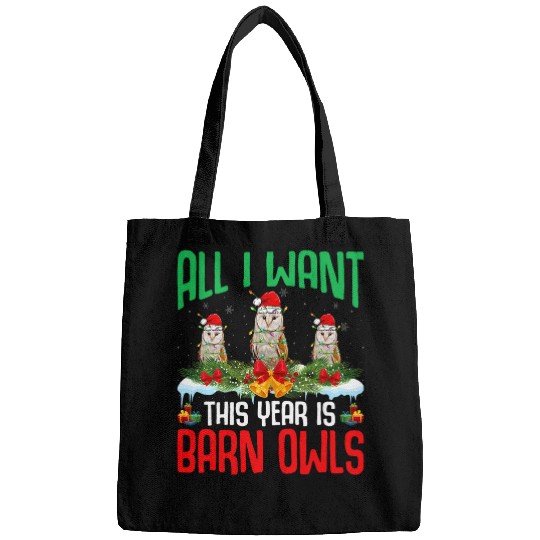 Owl Pet All I Want This Year is Barn Owl Wearing Santa Hat Christmas Bags