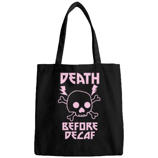 Coffee Fun Death Before Decaf Skull Coffee Cute Metal Bags