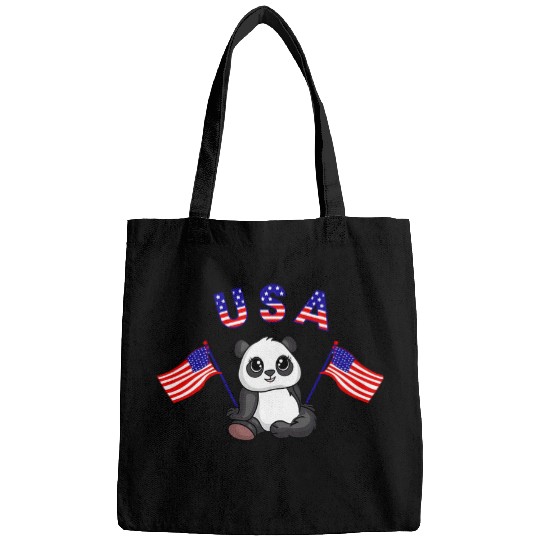 Panda Pet Cute Patriotic USA Panda Bear Flag Waving 4th of July Animal Bags