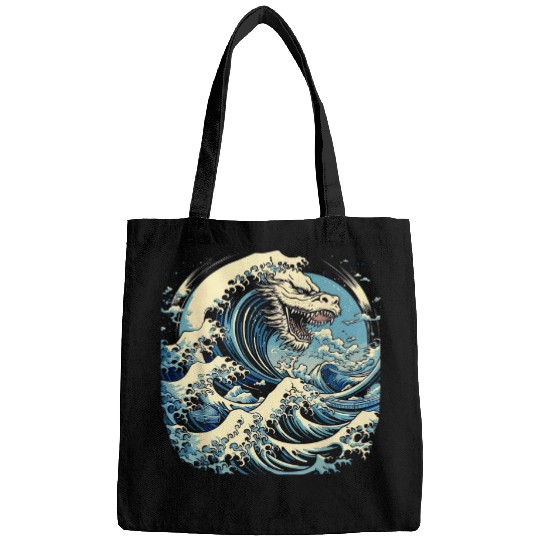 Dragon Pet The Great Wave off Kanagawa Japanese vintages Kaiju Dragon Bags