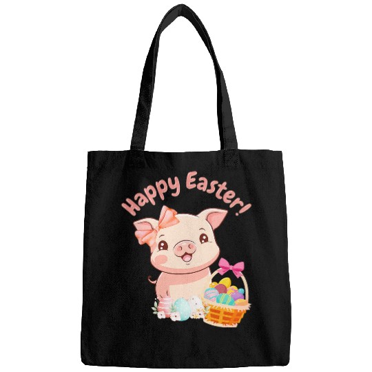 Easter Bunny Spring Pig bow Egg Hunting Basket Bags