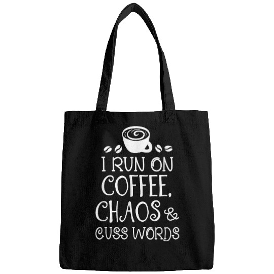 Coffee Fun I Run On Coffee Scissors And Cuss Words Hairstylist Bags