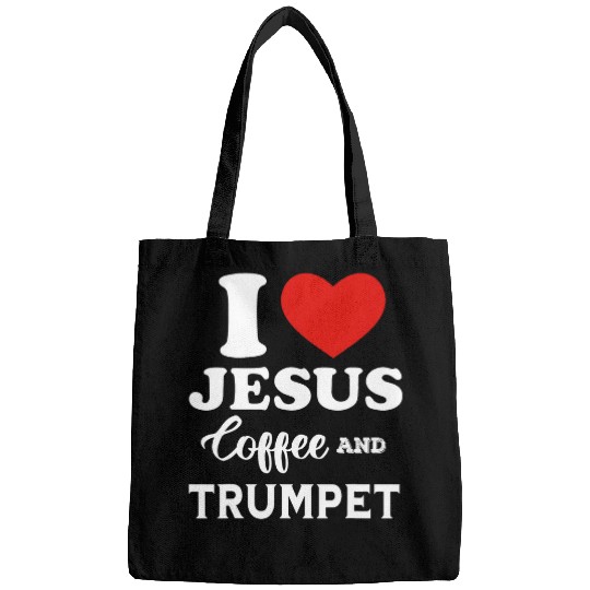 Coffee Fun I Love Jesus Coffee and Playing Trumpet for Trumpetist Bags