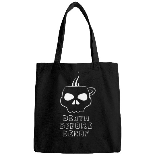 Coffee Fun DEATH BEFORE DECAF Skeletons Head as Mug w Coffee or Java Bags