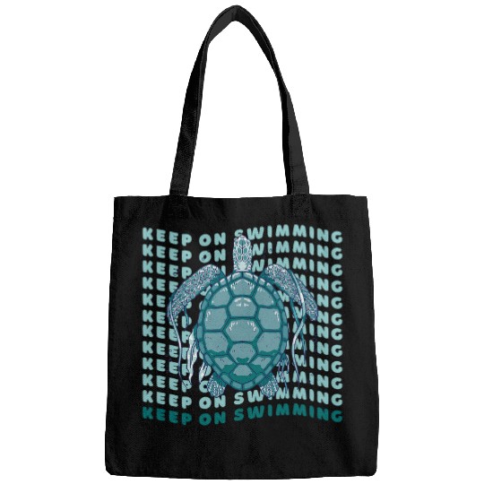 Turtle Pet Keep On Swimming Funny Sea Turtle Gift Tee Marine Life Love Bags
