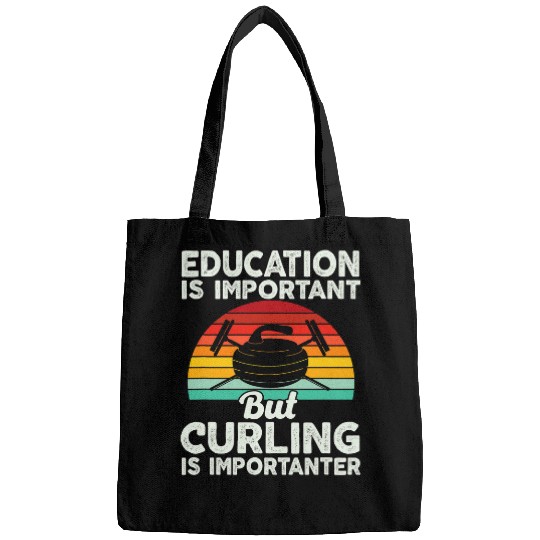 Retro Education is important but curling is importanter Bags