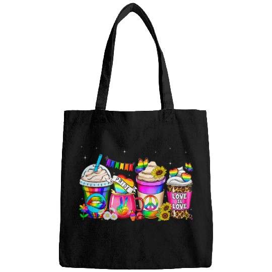 Coffee Fun LGBTQ Coffee Love Is Love LGBTQ Pride Month Funny Rainbow Bags