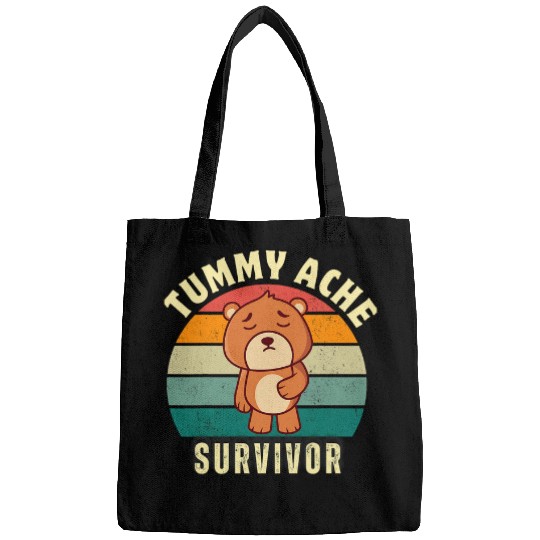 Bear Pet grizzly bear Tummy Ache Survivor Funny Stomach Ache Mens Bags