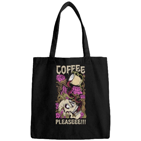 Coffee Fun Please Drink Coffee Funny Skeletons Skull Roses Bags