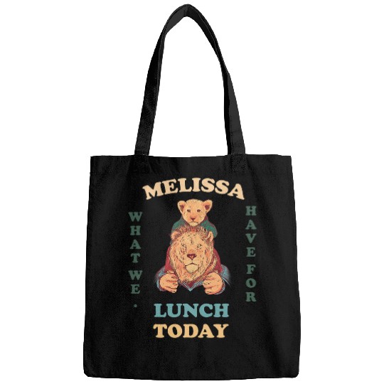 Lion Pet Retro Graphic two lions ask Melissa what we have for lunch Bags