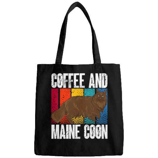 Coffee Fun Retro Coffee And Maine Coon Bags