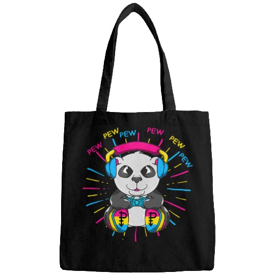 Panda Pet Cute Gaming Panda Video Game Gayming Panda Pansexual LGBTQ Bags