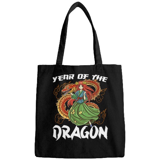 Dragon Pet Green Red Geisha Chinese Lunar New Year Bags