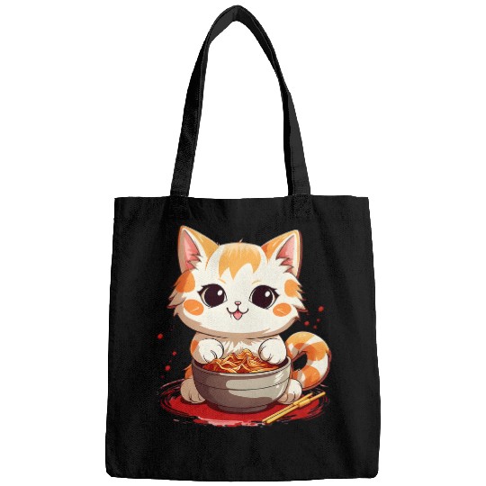 Ramen Cat Kawaii Anime Japanese neko kitty noodle pho manga Bags