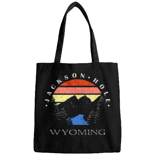 Jackson Hole Wyoming Mountains Retro Sunset Bags