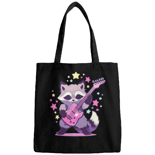 Raccoon Pet in Sunglasses Guitar Rock and Roll Concert Band Bags