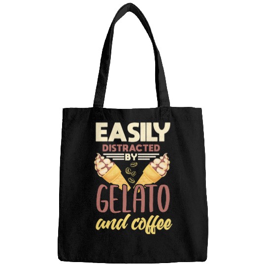 Coffee Fun Gelato Funny Coffee Lover Ice Cream Lover Gelato Lover Bags