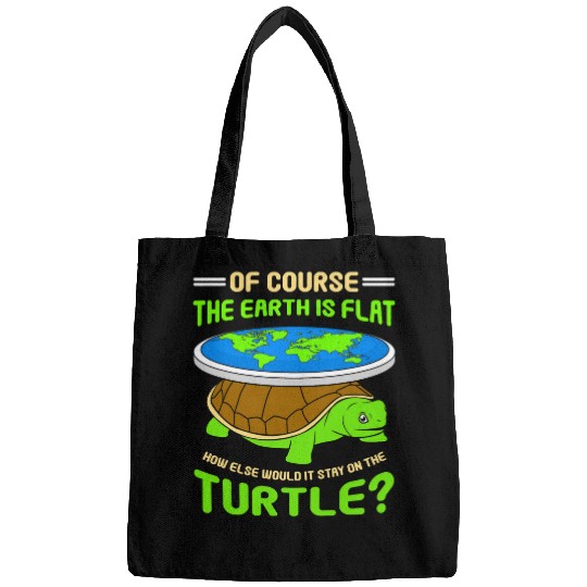 Turtle Pet funny flat earth text design turtle earth Bags
