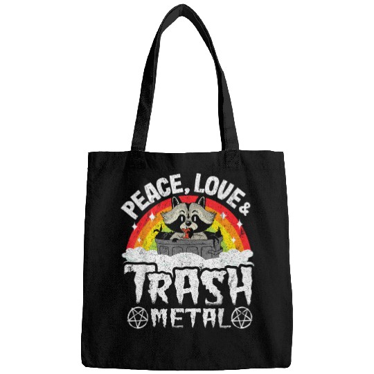 Raccoon Pet Peace Love Trash Metal Raccoon Kids Punk Metal Rainbow 2 Bags