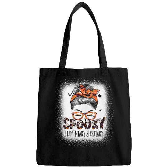 Secretary Job Messy Bun Spooky Elementary Secretary Bleached Halloween Bags
