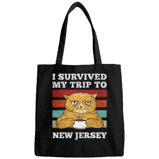 Coffee Fun I Survived My Trip To New Jersey vintages Tired Cat Coffee Bags