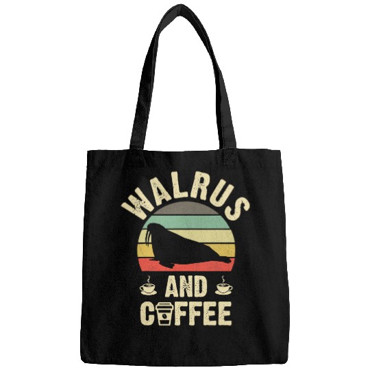 Coffee Fun I like Walrus Coffee Funny vintages theme Polar Animal Bags