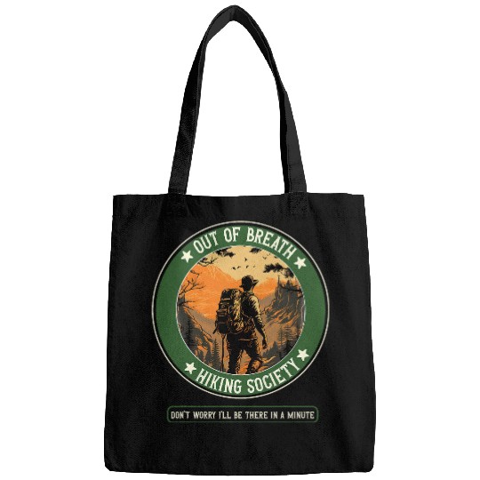 Funny Hiking Saying Out of Breath Hiking Society Men Women 10 Bags