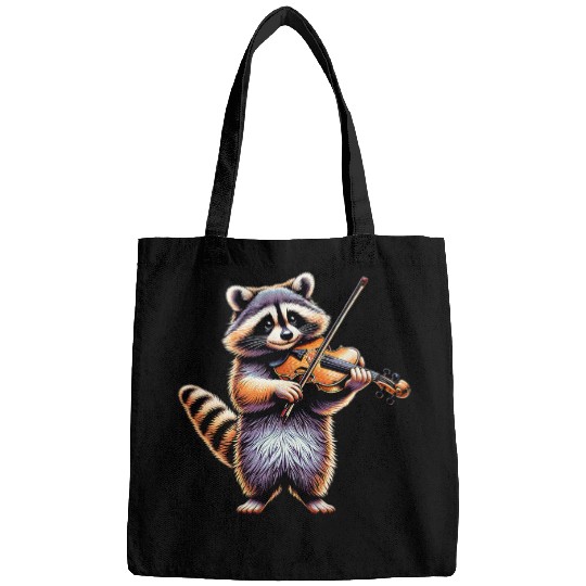 Raccoon Pet Playing Violin Raccoons Musician Music Bags