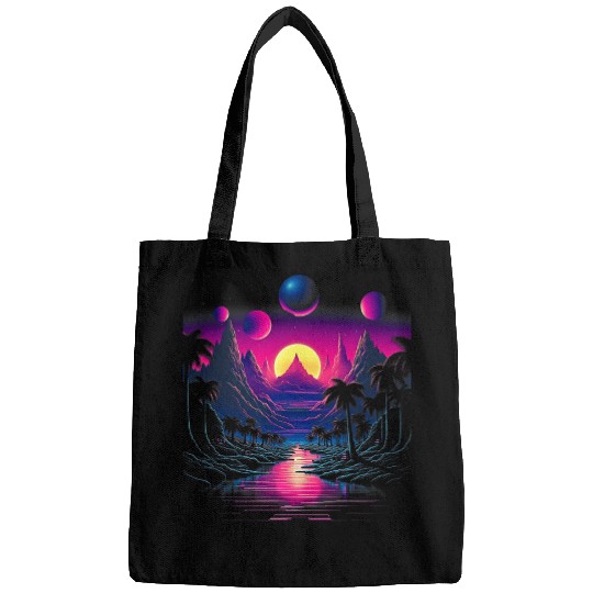 Retro Vaporwave Solar System Cool 80s Synthwave Space 17 Bags