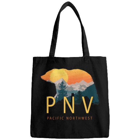 Bear Pet PNW Pacific Northwest Bear and Mountains Graphic Outdoor PNW Bags