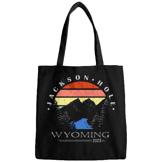 Jackson Hole Wyoming Mountains Retro Sunset Bags