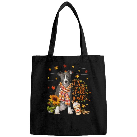 Its Fall Yall Blue Nose Pitbull Dog Thanksgiving Halloween Bags