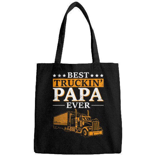Mens Truckin Papa Ever Funny Trucker Dad Big Rig Fathers Day Bags