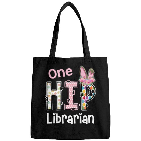 Librarian Job One Hip LibrarianBunny Leopard School staff Easter Bags