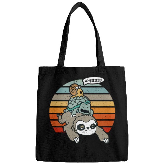 Sloth Pet SLOWPOKE Sloth Turtle Snail Retro Sunset Cute Animals Bags