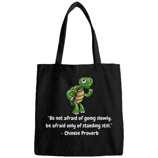 Owl Pet cute turtle be not afraid of going slowly chinese proverb Bags